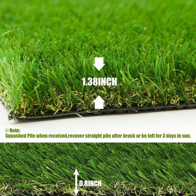 Heyroll Store Artificial Grass Thick Turf Rug 4 ft x 6 ft, 35MM Outdoor Indoor Fake Grass Mat, Astro Turf Lawn for Dogs Pets, Synthetic Grass Rug with Drainage Holes & Rubber Backing/Custom Size - Image 5